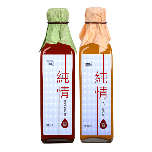 [저온압착]국산순정참기름300ml+들기름300ml