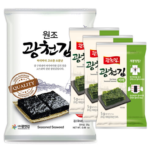 광천김 [원조광천김]에코 파래도시락김5g 20봉+전장김25g 10봉