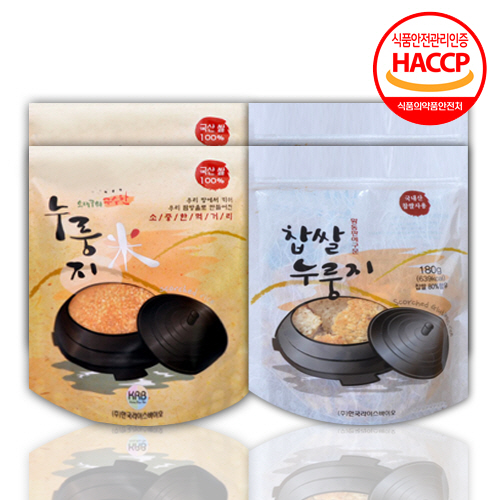 [전통 놋쇠판에 구운]오래구워구수한누룽지 180g*2+찹쌀누룽지 180g*2